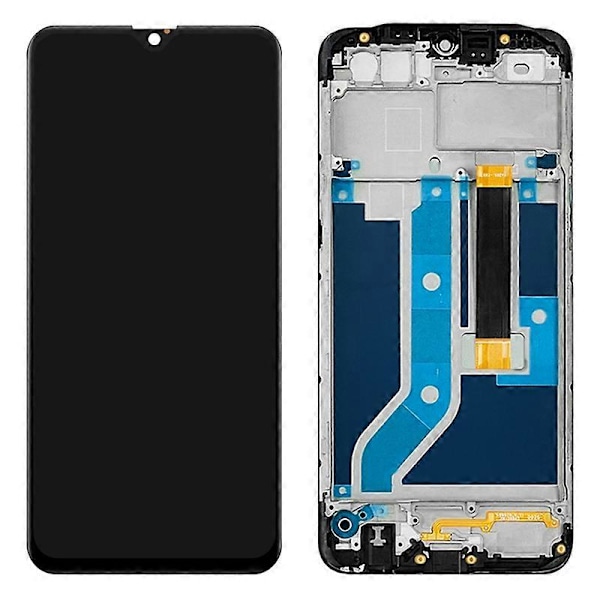 Oppo A12/A12s Luokka S OEM LCD-näyttö ja kosketuspaneelikokoonpano + Kehysosa (ilman logoa)