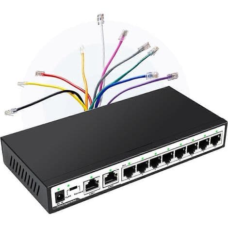 10-ports Gigabit 10/100/1000Mbps RJ45 netværksswitch med VLAN-isolering og splitterfunktion