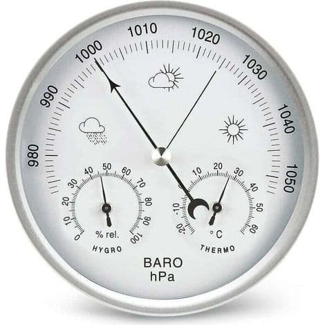Analog urskivebarometer værstasjon med termometer, hygrometer, atmosfærisk trykkmåling, enkel og lett å lese.
