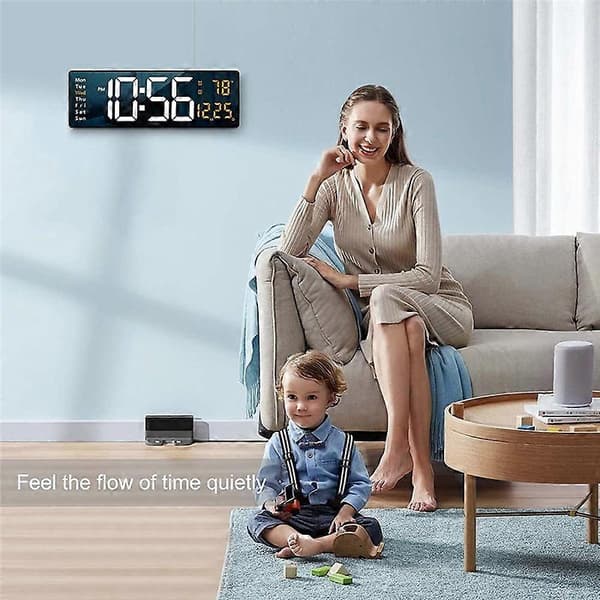 13 tum Stor Display LED Digital Väggklocka Fjärrkontroll Bordsväckarklocka Datum Veckodag Timer Automatisk
