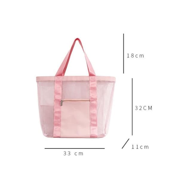Strandväska - Noname - Vikbar - Nylon Mesh - Rosa - 33x11x32cm