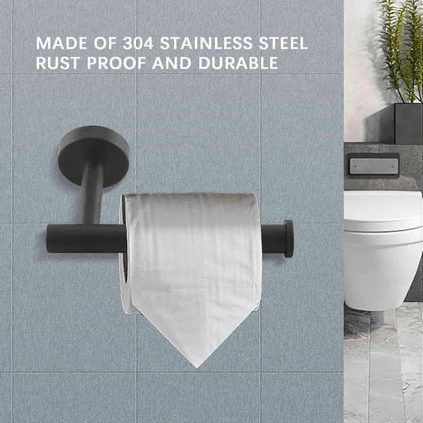 2 stk. Badeværelsestilbehør Sort Håndklædering og Toiletpapirholder Rustfrit Stål Badeværelseshåndklæde