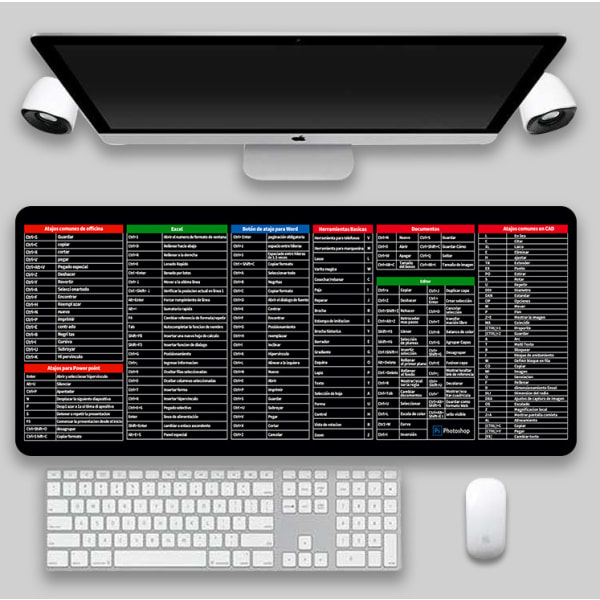 Extra stor musmatta med genvägstangenter, tjock skrivbordsunderlägg för tangentbord, spanska