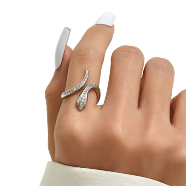 Silver Snake Shaped Ring Silver
