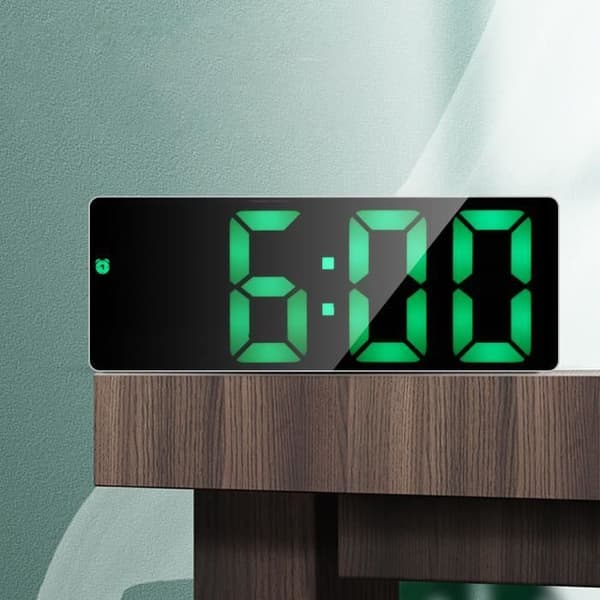 Elektronisk klocka - Tyst LED - Röstaktiverad väckarklocka - Uppladdningsbart batteri - Samtida design