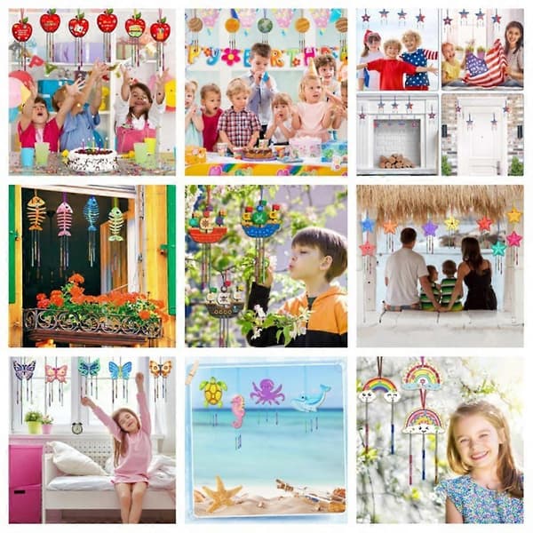 Barns Vindspel Ornament DIY Målade Födelsedags Konstaktivitet Dekoration Hänge, Set