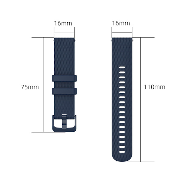 Silikone armbånd 16 mm Mørkeblå