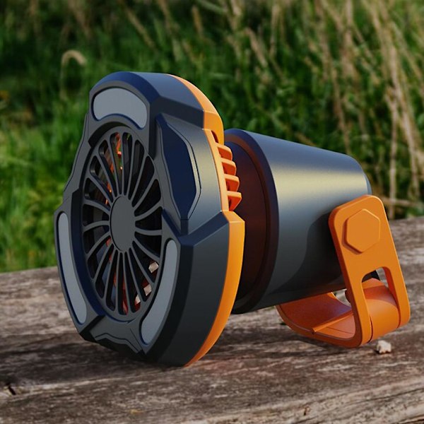 Kompakt Genopladelig Bordventilator Campingventilator med LED-lys Køleventilator