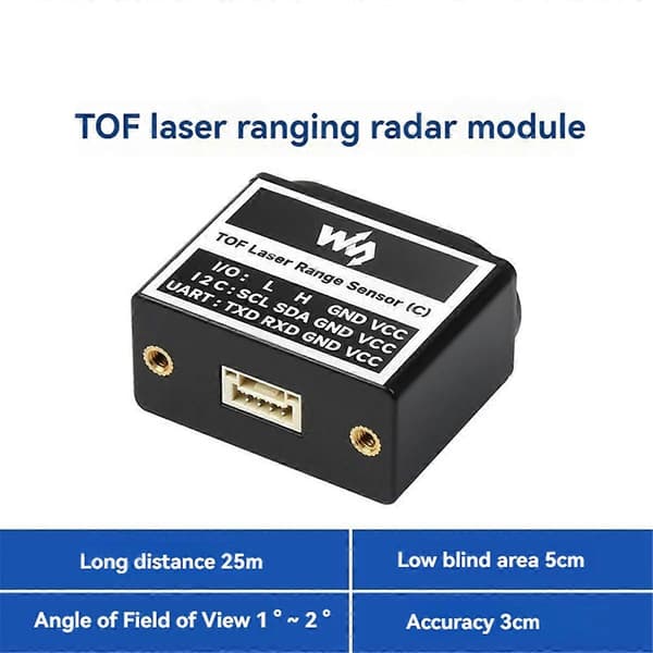 Waveshare TOF Laseravståndssensor UART I/O I2C Gränssnittskommunikation 25M Räckvidd för Raspberry Pi f