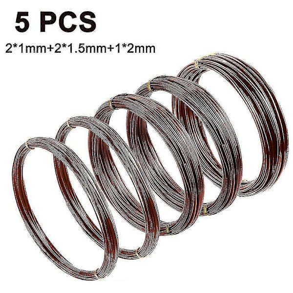 5-pack Bonsai Träningsvajrar, Anodiserad Aluminium Bonsai Träningsvajer