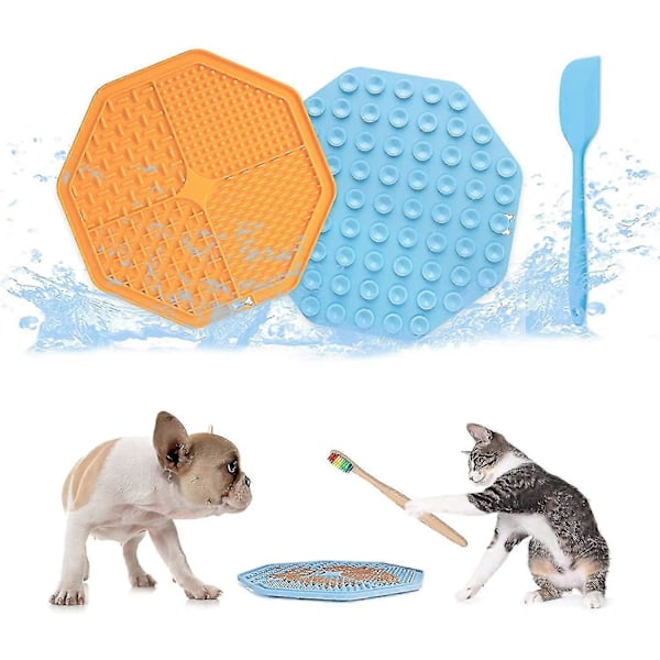 Hundslickmatta med sugkopp, 2-pack, långsam matare för katt, lugnande husdjursgodis
