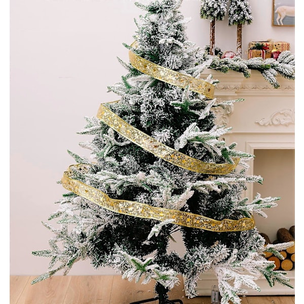 Juldekorationer Julkband LED Ljussträng Juldekorationer Julklappsprydnader Presenter Guldpräglad Dubbellagerband