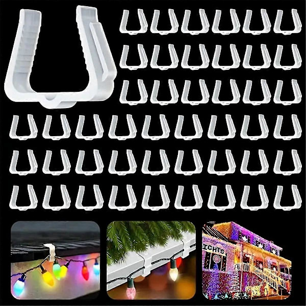 50 st julgransljusfästen 1 5/8 tum Fascia Boards Clips Väderbeständig Plast Utomhus Julbelysningsklämma