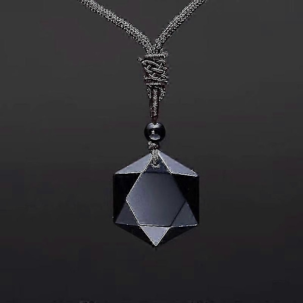 Svart Obsidian Sexstjärnig Lyckoamulett Kärlek Natursten Hängsmycke Halsband Damer Herrar Kärlek Kristall Hängsmycke Smycken - JS