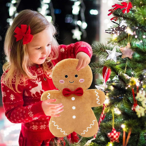 Pepparkaksp kudde, Jul Pepparkakshus Leksak, Keks Man Julformad Plysch Kudde