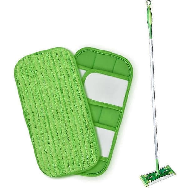 2 STK Våt/tørr Flat Mopp Klut Mikrofiber Gulvmopp Erstatning For Swiffer Sweeper Maskinvaskbar Lett å Erstatte jn