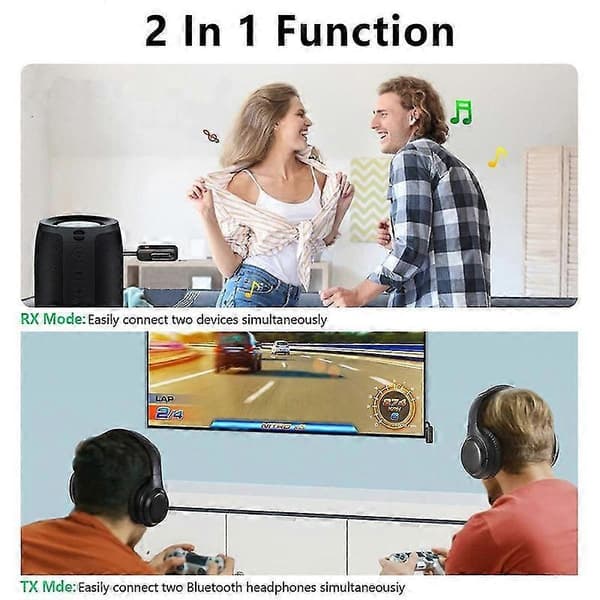 Bluetooth-sender for TV, Bluetooth-mottaker for hjemmestereo, 3,5 mm Aux Bluetooth-adapter for bil og flyreiser