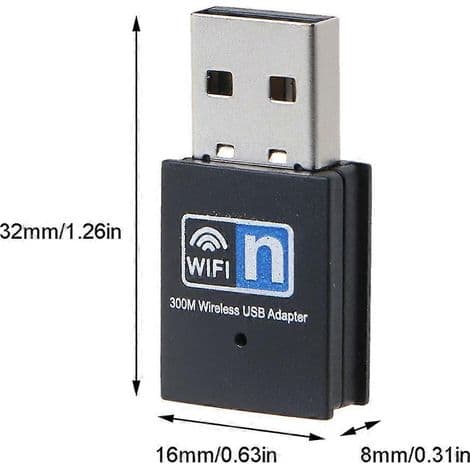 RTL8192EU 300M WiFi USB-adapter, USB 2.0 Dongle for trådløst nettverk