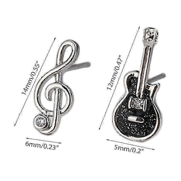 Lätta Musiknot Örhängen Asymmetri Cubic Zirconia Gitarr Örhängen