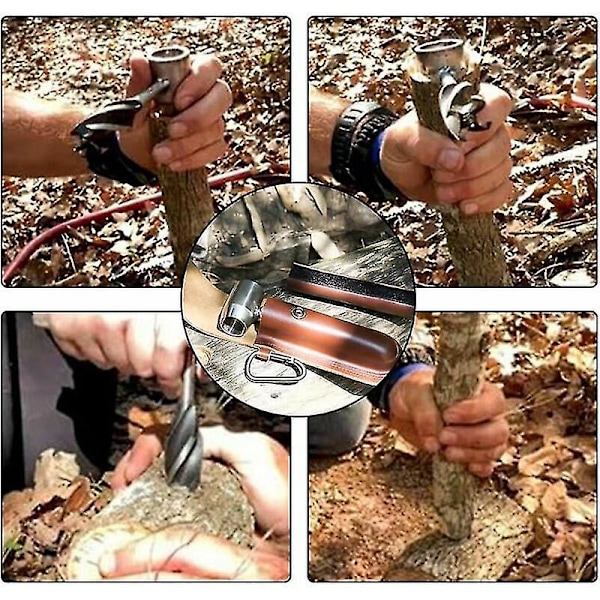 Håndsvingbor til træbearbejdning, manuel skruenøgle, Bushcraft manuel sneglebor, træbearbejdningsbor, multifunktionelt håndsvingbor til udendørs camping og Bushcraft