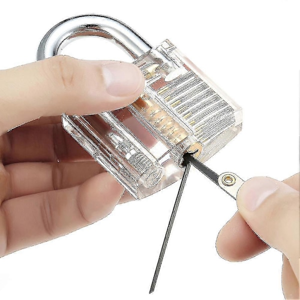 15 st Låsplockningsset med 2 st Nycklar 1 st Transparent Träningshänglås för Nybörjarlåssmeder Z