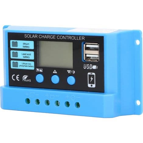 10A PWM Solarladeregulator med USB-porter for batterier og paneler