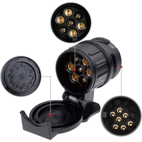 13/7 Tilhengerpluggadapter 13-pinners til 7-pinners tilhengeradapter for 13-pinners biltilhengere