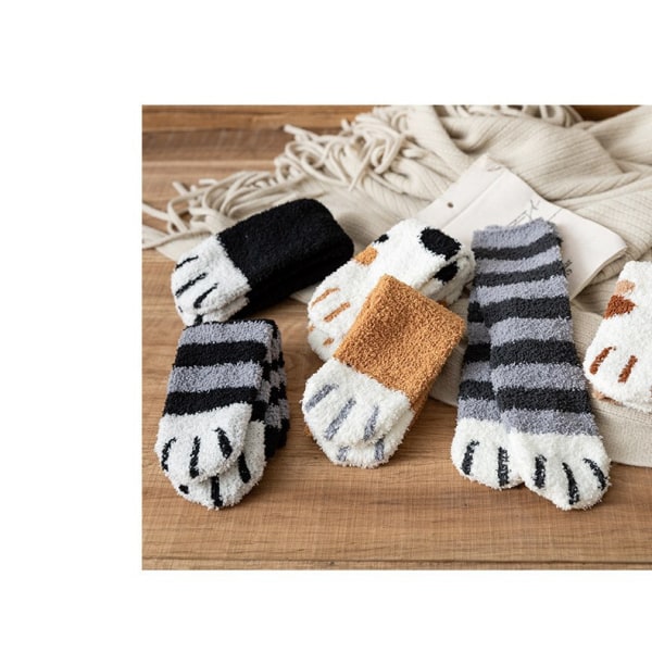 Søte sokker Dame Vinter Varm Seng Sokker Fluffy Sokker Søt kattemønster Design-jbk