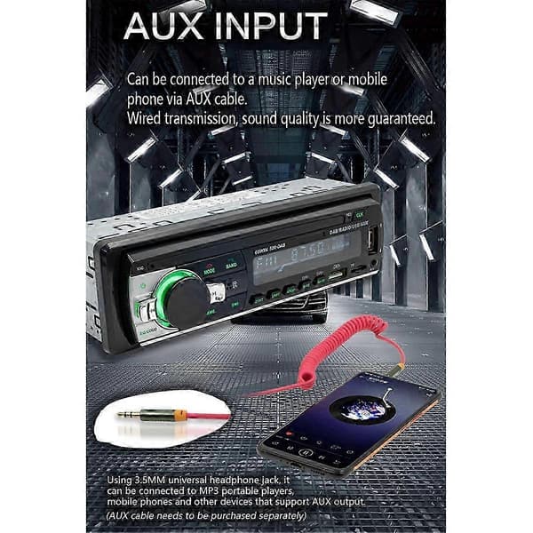 DAB+ Bilradio MP3-afspiller Bluetooth AM FM Stereo Receiver 12V 1Din In-Dash Lydsystem JSD-520