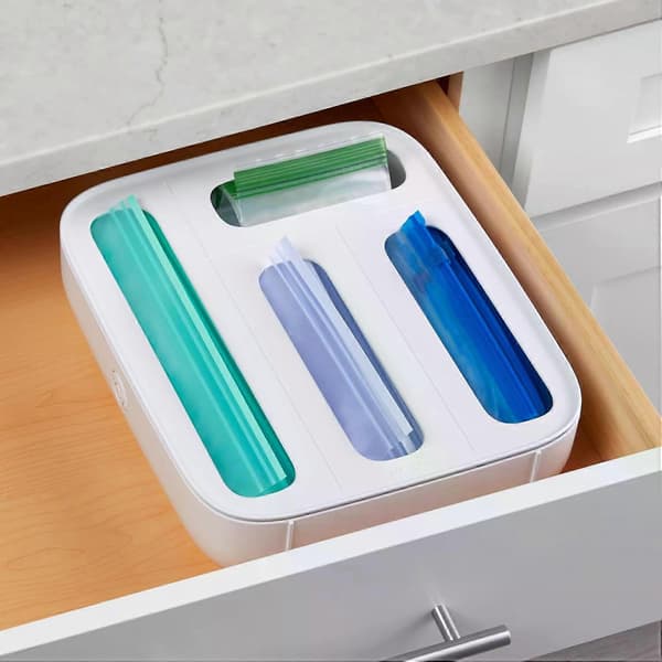 Matpose Dispenser, 4-spors Plast Sandwichpose Organizer for Skuff