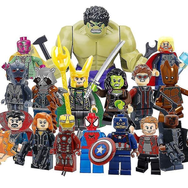 16 st Marvel Avengers Superhjälte Seriefigurer DC Minifigur Present till Barn