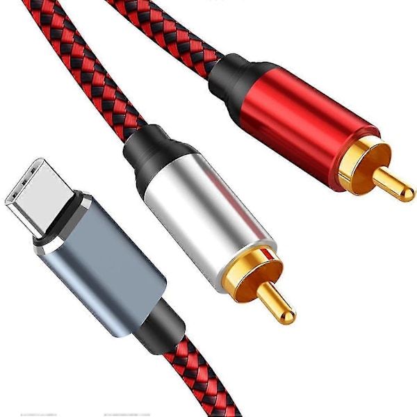 USB-C - 2 RCA -äänikaapeli, Type C uros - 2 RCA uros -äänikaapeli 0,5 m