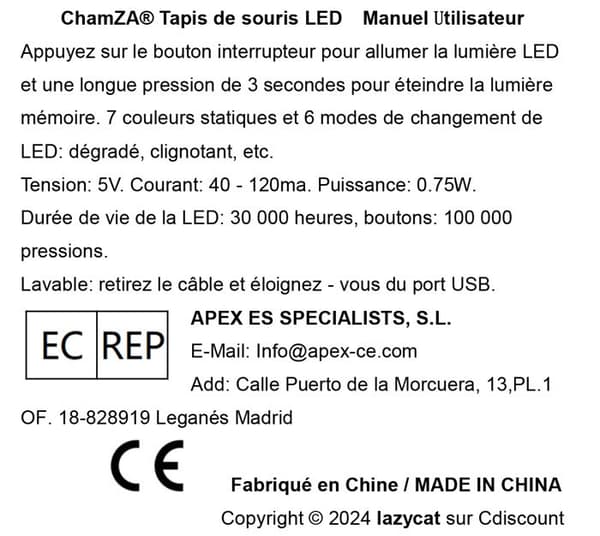 Gamingmusematte - LED - 800x300mm - Sklisikker - 10 Lysmoduser - Naturgummi