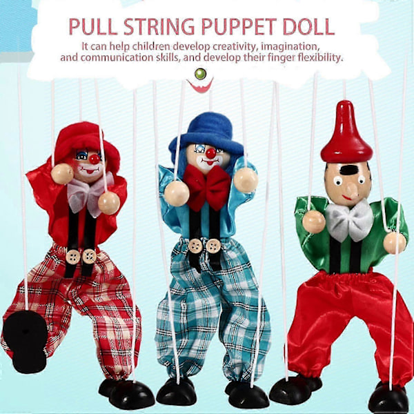 Marionettdocka Clown-docka Leksak Dragsnöre Trädocka Interaktiv Hand Piratdocka Pojkar-FÄRG: Gul