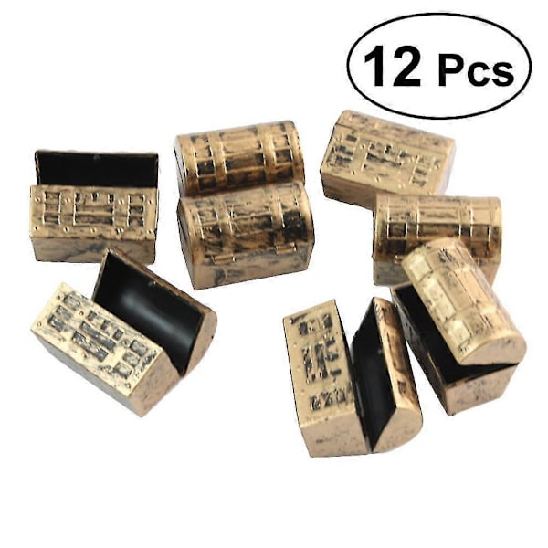12 stk. Mini Pirat Skattekister Vintage Skattekiste Opbevaringsæske Perfekt Til Børns Piratlegesæt Festgaver (assorteret)