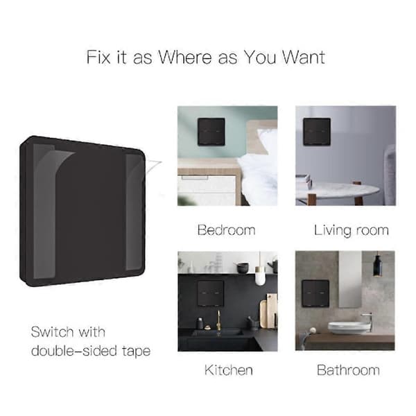 4-vejs Tuya ZigBee Trådløs 12 Scene Switch, Trykknap, Sort