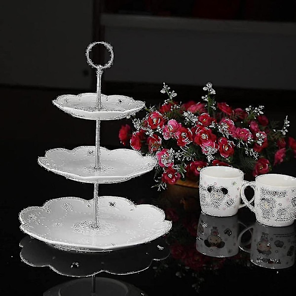 4 Sæt 3-lags Kage Stativ Hardware, Lagdelt Bakke Hardware 3-lags Kage Stativ Beslag Hardware Dessert Serveringsbakke Stativ Håndtag Hardware Beslag Til Kage