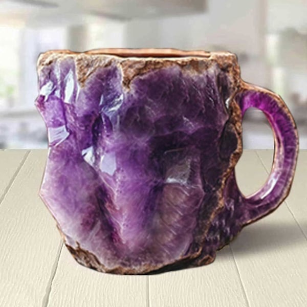 Mineralkrystall Kaffeekrus, Flerfarget Mineralkrystall Kaffeekrus, Elegant Krystallgave Til Hjem & Kontor HOT