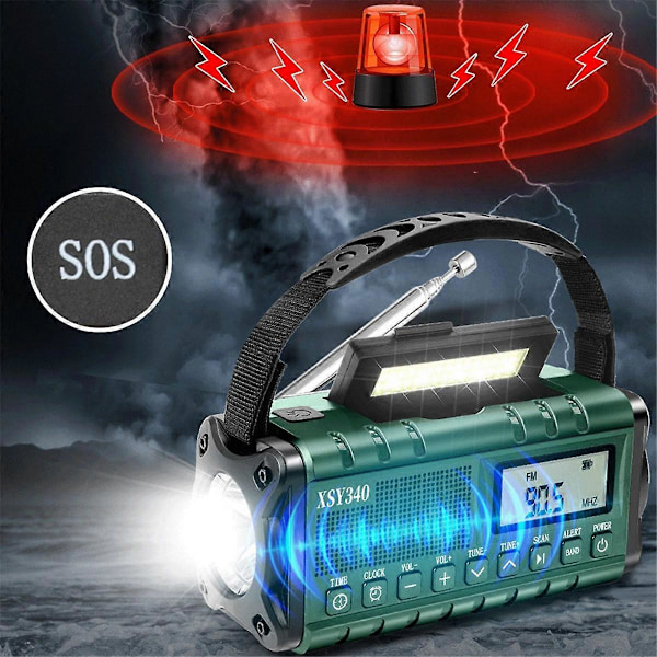 Intelligent Nødradio Multifunksjon Håndsveiv USB-Lading Solcellelading Lagring