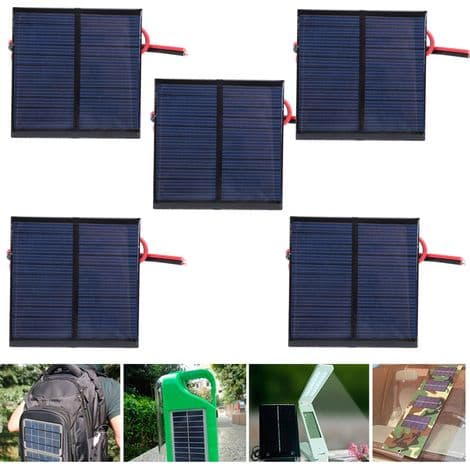 Polyckristallina solpaneler 5.5V 0.6W med 30cm kablar för batteriladdare