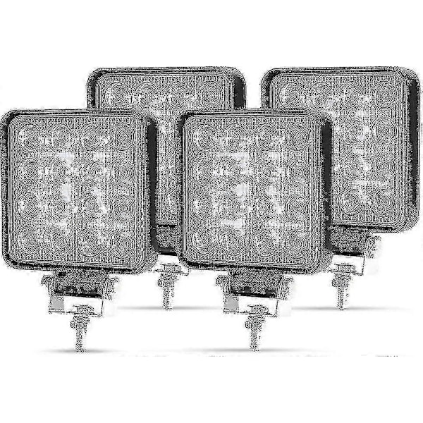 4 X 48w LED Arbetslampa, Fyrkantig Spotlight 12v 24v Långdistans LED Strålkastare Ip67 Spot Flood Backljus För Bil Lastbil Traktor Suv Båt (4 st) - JZ
