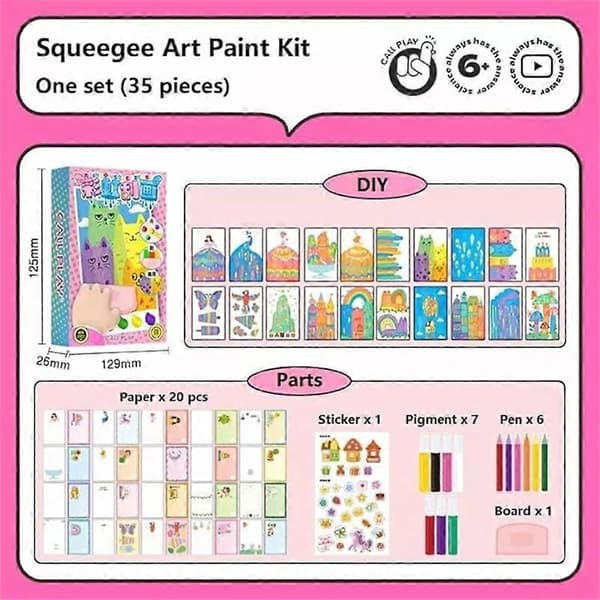 Squeegee Art Malersett for Barn, DIY Jule Regnbue Skrape Maleri Dot Maleri