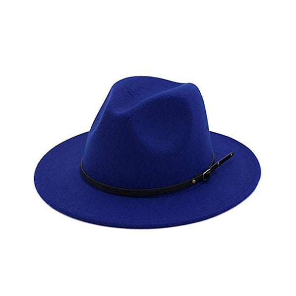 Sinknap Jazzhatt med Bred Brätte Andningsbar Solid Fedorahatt Vinter Floppy Kvinnohatt Streetwear färg: Royal Blå