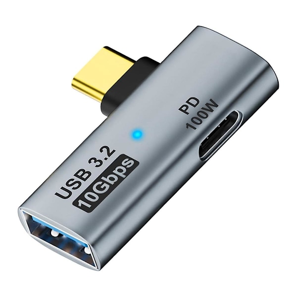 2-i-1 USB C til USB 3.2 Adapter med 100W Ladeport, 4/3 OTG Konverter for Ally, for , Grå