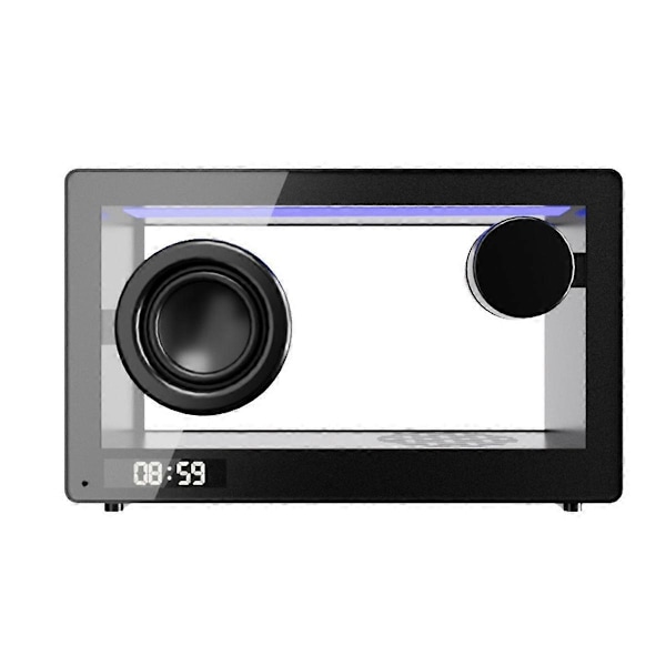Bærbar Retro Bluetooth Højttaler Ur Trådløs HiFi Transparent Soundbar med RGB Lys TF Kort Au