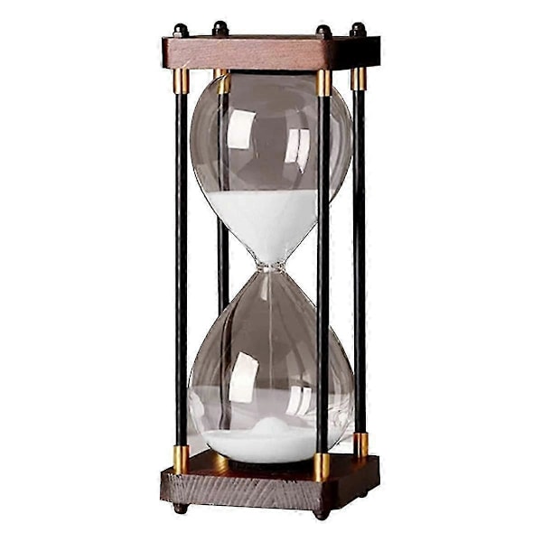 Stort Timglas 60 Minuter, Timglas, Regnbågsfärgat Glastimglas, Presenttimglas, för Hem, Skrivbord, Vit