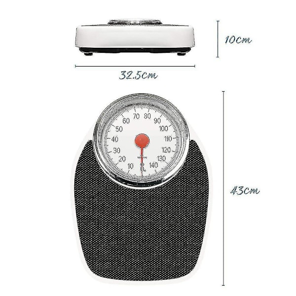 Läkarmodell Mekaniska Badrumsvågar Retro Vit + Svart Noggrann Vägning, Lättläst Analog Urtavla, Stabil Metallplattform, Väg Upp Till 150 Kg