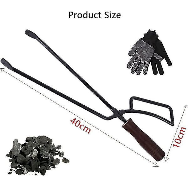 Brændetænger, 40cm Heavy Duty Brændetænger Pejstilbehør Bestik Pejs Anti-skold