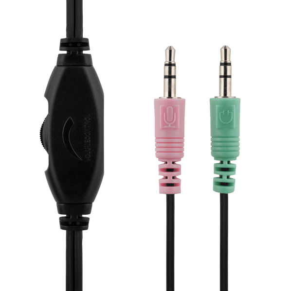 Stereo Headset mikrofon og lydstyrkekontrol 2x 3,5 mm sort