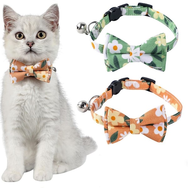 Set med 2 Klassiska Rutiga Rymningssäkra Katt-halsband